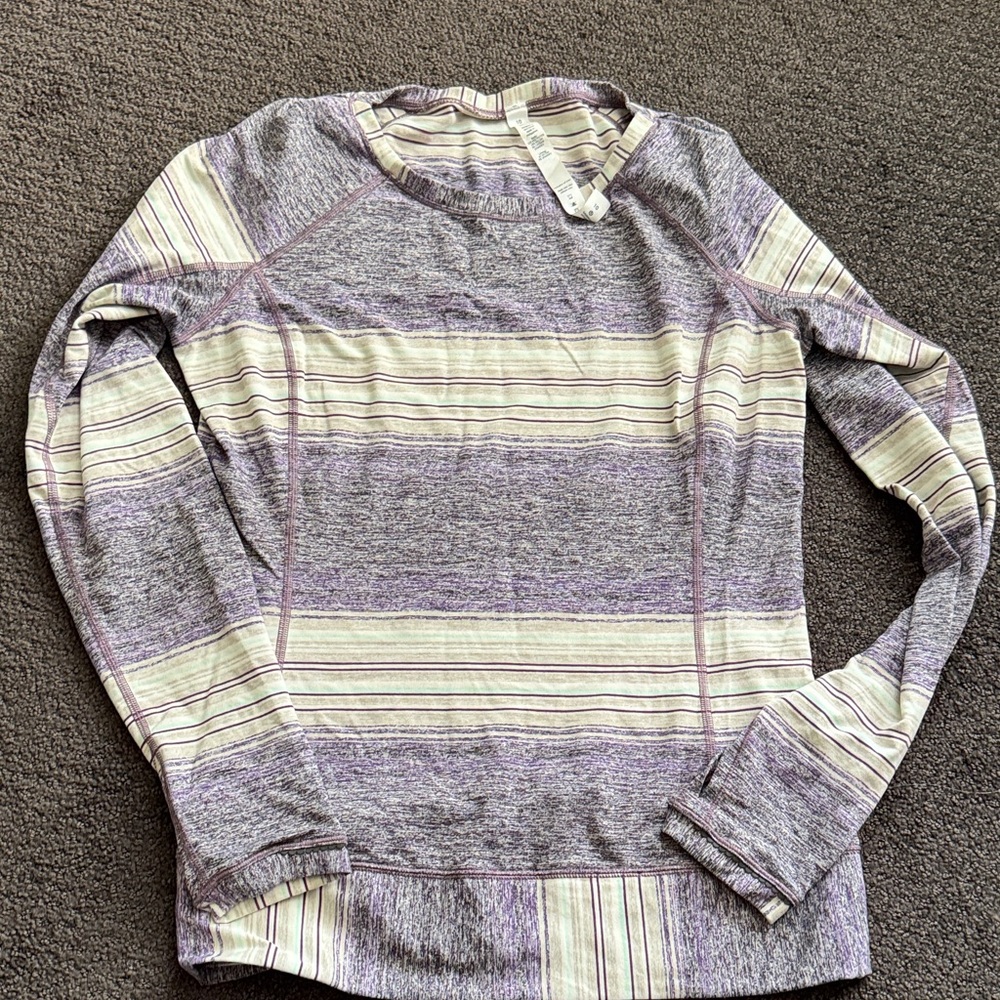 lululemon Purple and Cream Striped long sleeve Sz 10